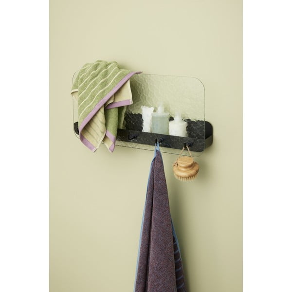 Черна метална стенна закачалка с рафт Shack - Hübsch-image-1