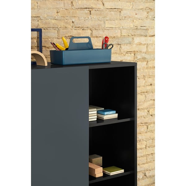 Висок скрин с плъзгащи се врати в черно и антрацит 120x140 cm Nube - Teulat-image-1