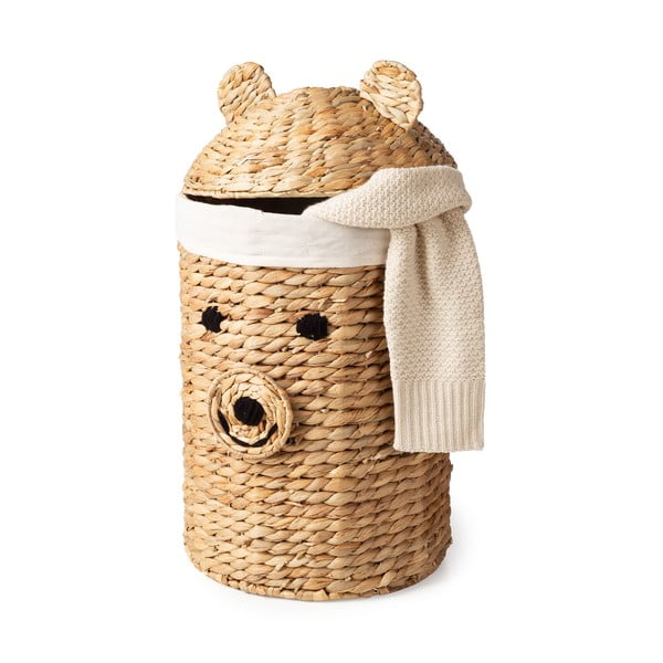 Детска кошница за играчки от воден зюмбюл естествена ø 30x56 cm Bear – Compactor-image-4