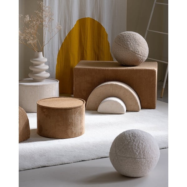 Кремав детски пуф от рипсено кадифе – Wigiwama-image-4