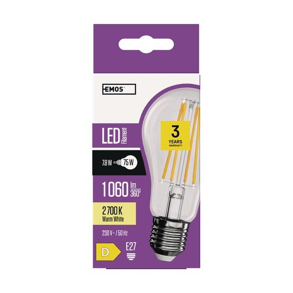 Топла бяла LED крушка E27, 8 W – EMOS-image-1