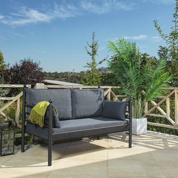 Сив метален градински диван Manyas – Floriane Garden-image-1