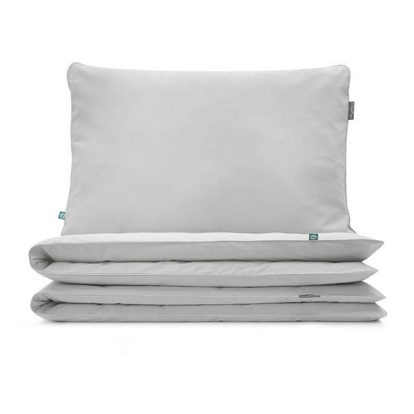 Пепелно сиво памучно спално бельо за единично легло , 140 x 200 cm - Mumla