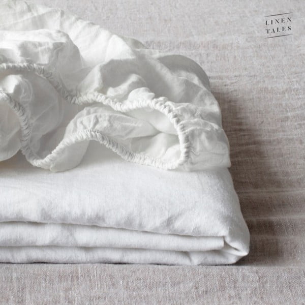 Бял ленен чаршаф 200x200 cm - Linen Tales
