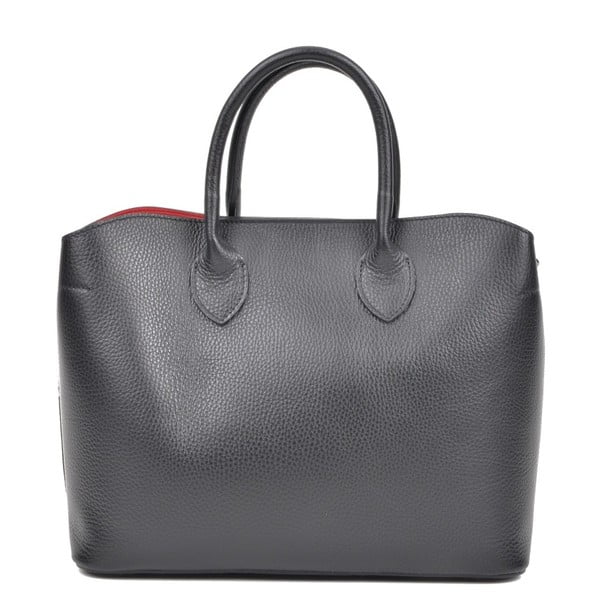 Черна кожена чанта за пазаруване - Isabella Rhea