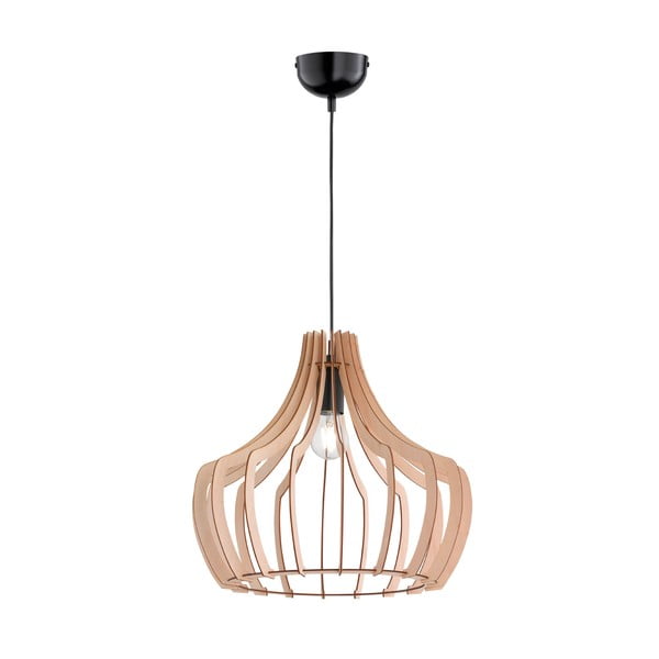 Светлокафява висяща лампа от дърво и метал, височина 150 cm - Trio Wood