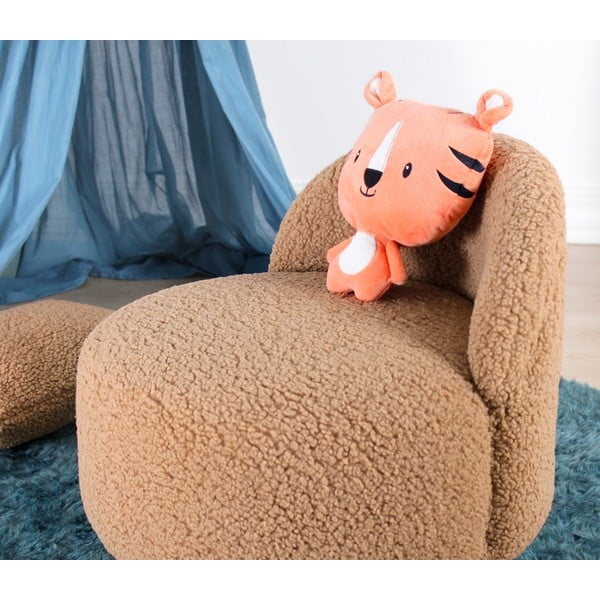 Кафяв детски фотьойл от плат букле Moouv – Artie-image-3