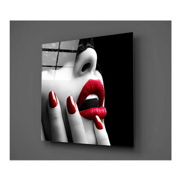 Картина върху стъкло Lips Rojo Mento, 50 x 50 cm - Insigne