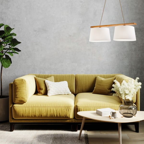 Кафява висяща лампа с текстилен абажур ø 35 cm Aida - LAMKUR-image-2