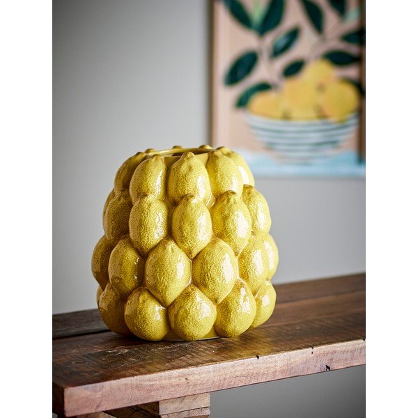 Жълта глинена ръчно рисувана ваза (височина 22 cm) Limone – Bloomingville-image-3