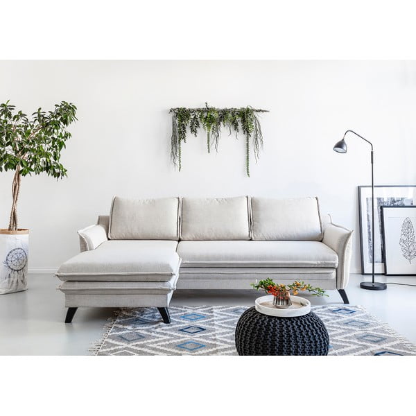 Светлобежов ъглов разтегателен диван, ляв ъгъл Charming Charlie - Miuform-image-1