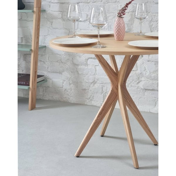 Кръгла сгъваема трапезна маса с ясенов плот 45x90 cm Jubi – Ragaba-image-3