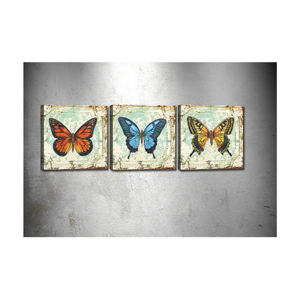 Комплект от 3 картини Пеперуди - Tablo Center