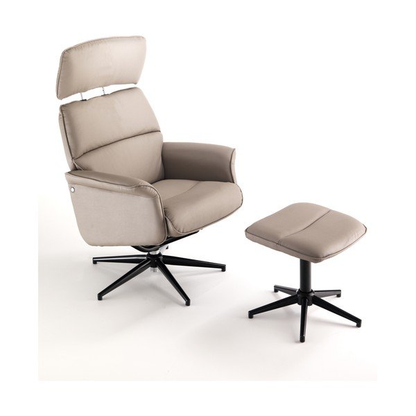 Бежов въртящ се фотьойл с отоманка Clara - Tomasucci-image-2
