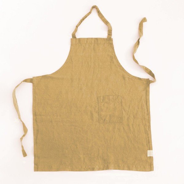Детска тъмножълта ленена престилка Редовна, 57 x 47 cm - Linen Tales