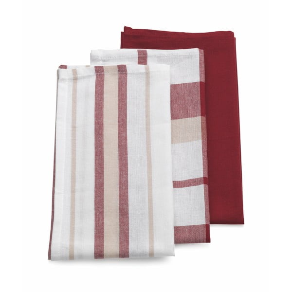 Комплект от 3 червени памучни кърпи Pasado - Kela