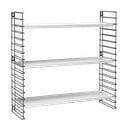 Черна триетажна етажерка с бели рафтове, широчина 70 cm Libro - Metaltex
