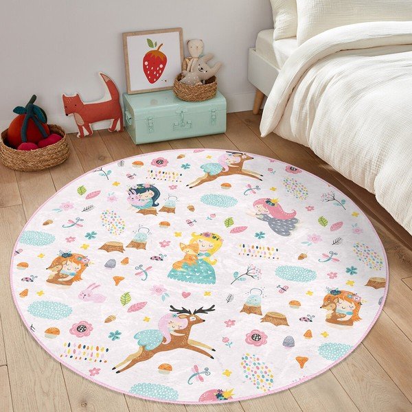 Светлорозов детски килим ø 100 cm Comfort - Mila Home-image-3