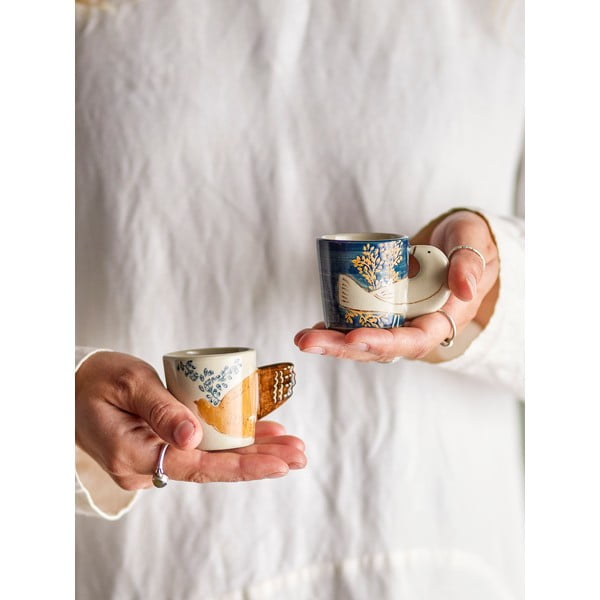 Синьо-кремави глинени чаши за еспресо в комплект от 2 бр. 55 ml Hezha – Bloomingville-image-1