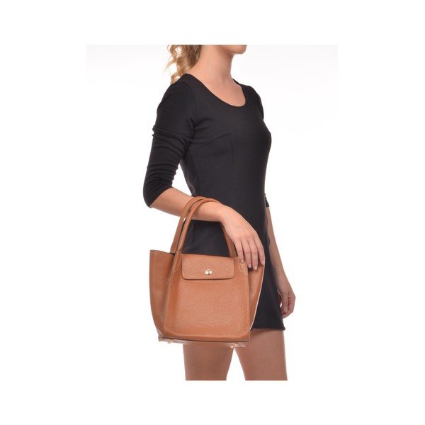 Кафява кожена чанта в цвят коняк Pola Cognac - Roberta M-image-3