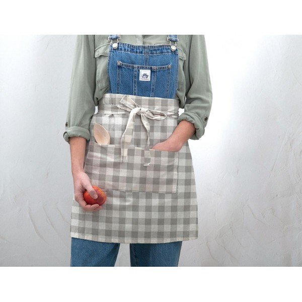 Платнена престилка Delantal de Lino Grey Vichy - Really Nice Things-image-1