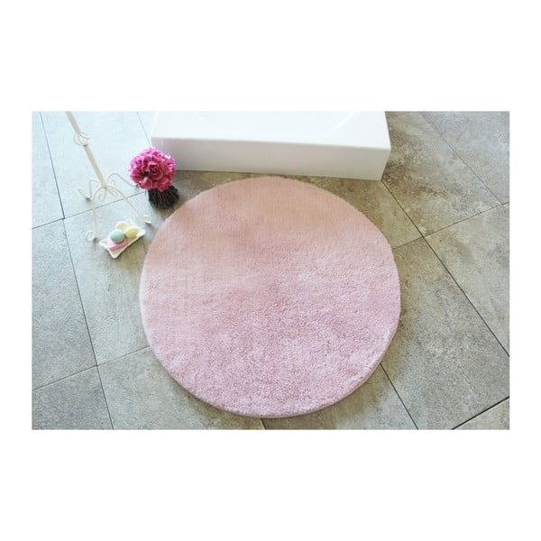 Светлорозова постелка за баня Цветове на светлорозово, ⌀ 90 см - Confetti Bathmats