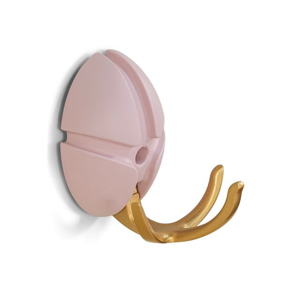 Светлорозова/ в златист цвят стенна пластмасова кука Tick – Spinder Design-image-2