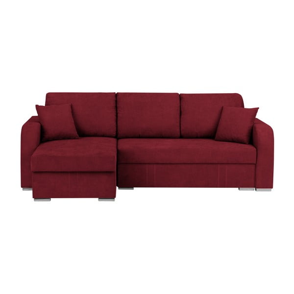 Тъмночервен ъглов разтегателен диван със склад Луиза - Melart