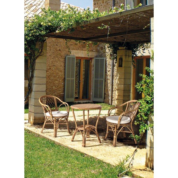 Градински стол от масивно дърво/ратанов в естествен цвят Athina – Bizzotto-image-1