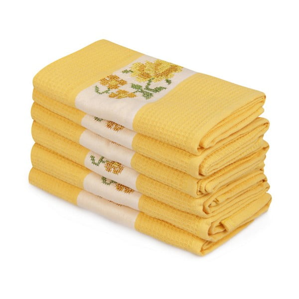 Комплект от 6 жълти кърпи от чист памук Simplicity, 45 x 70 cm - Mijolnir
