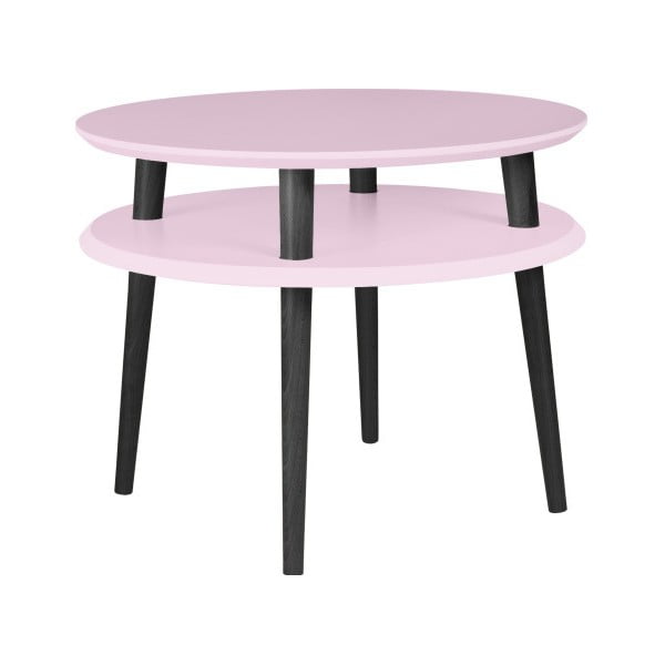 Světle růžový konferenční stolek s černými nohami Ragaba UFO, Ø 57 cm