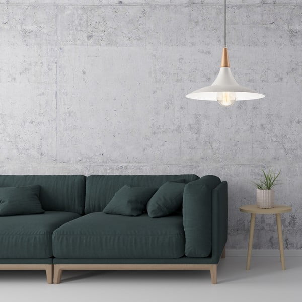 Бяло висящо осветително тяло с метален абажур ø 30 cm Ufo – LAMKUR-image-2