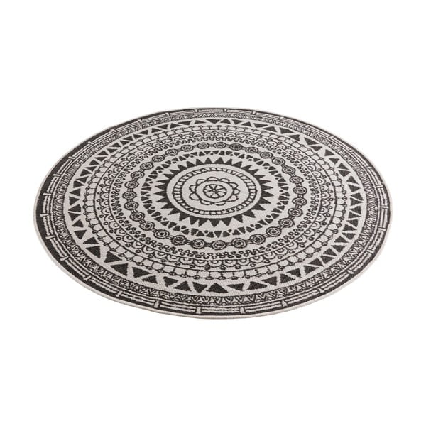 Черно-кремав килим за открито, ø 140 cm Coron - NORTHRUGS-image-2