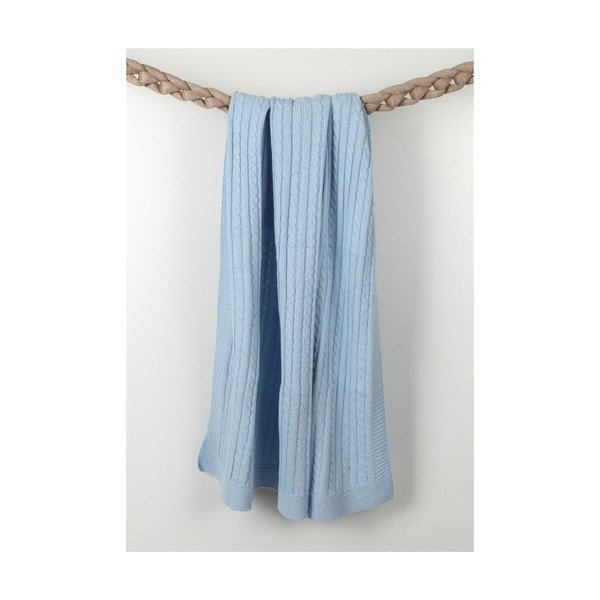 Светлосиньо бебешко одеяло със смес от памук Lexie, 90 x 90 cm - Homemania Decor-image-1