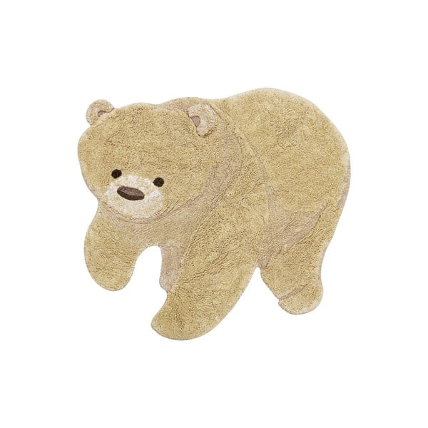 Бежов памучен детски килим подходящ за пране/ръчно изработен 120x122 cm Bear – Lorena Canals