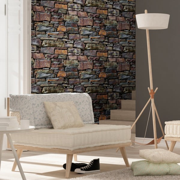 Стикер за стена Материали за стена Камъни от Roussilon, 40 x 40 cm - Ambiance
