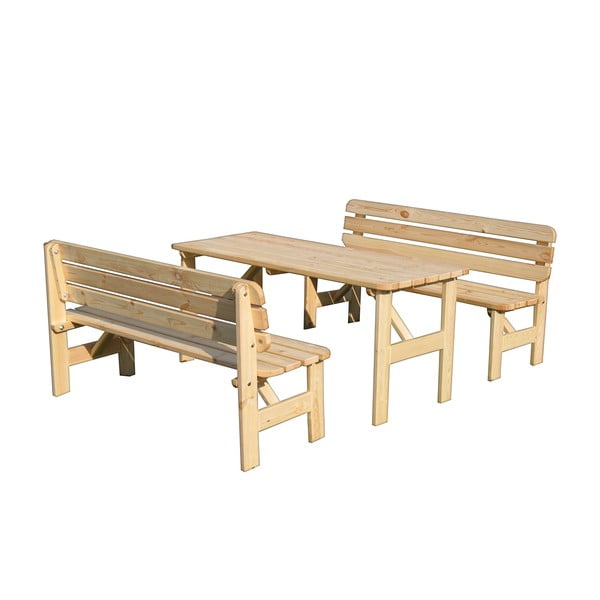 Градинска пейка от масивно дърво в естествен цвят Viking – Rojaplast-image-1