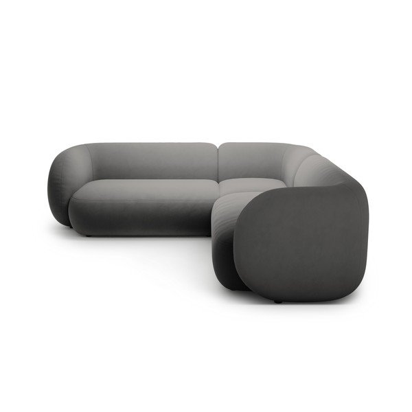 Тъмносив кадифен ъглов диван Kate – Micadoni -image-1