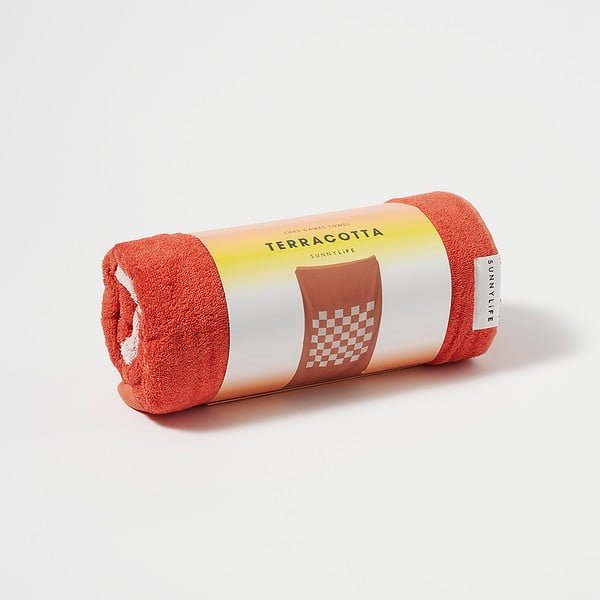 Плажна кърпа от памук в цвят теракота и оранжев цвят , 175 x 90 cm Luxe Games - Sunnylife-image-4