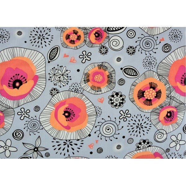 Оранжево-сив спален комплект от памучен сатен за единично легло 140x200 cm Poppy -image-1