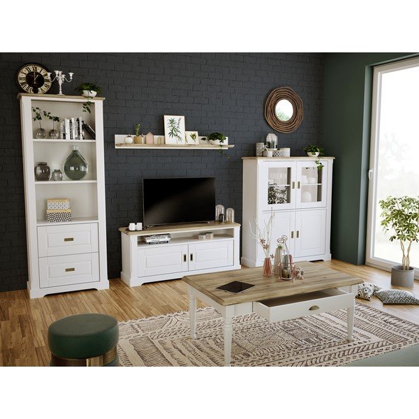 Бяла дървена маса за телевизор Campton - Artemob-image-1