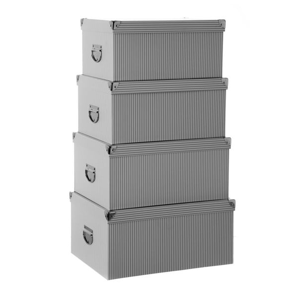 Картонени кутии за съхранение в комплект от 10 броя с капак Lines - Casa Selección