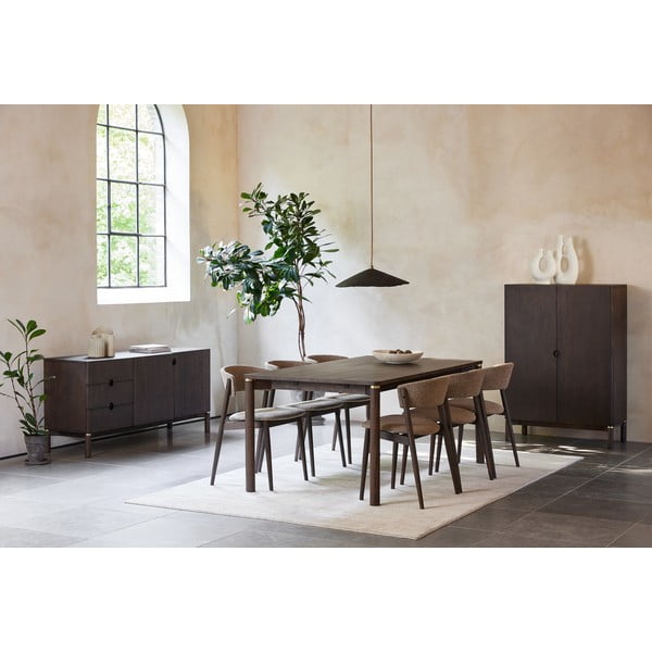 Тъмнокафяв нисък скрин от декор от дъб  160x73 cm Arun – Unique Furniture-image-2