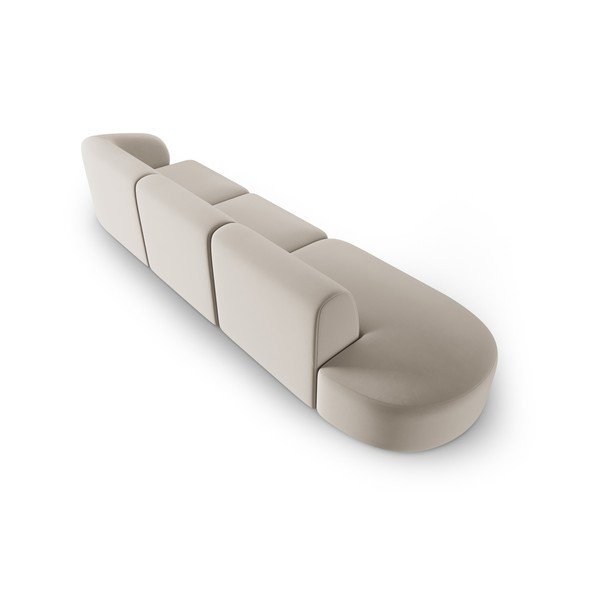 Бежов кадифен диван с десен ъгъл 311 cm Paolo – Milo Casa-image-3