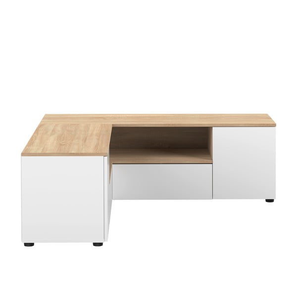 Масичка за телевизор с дъбов декор в естествено бяло 130x46 cm Angle - TemaHome-image-2