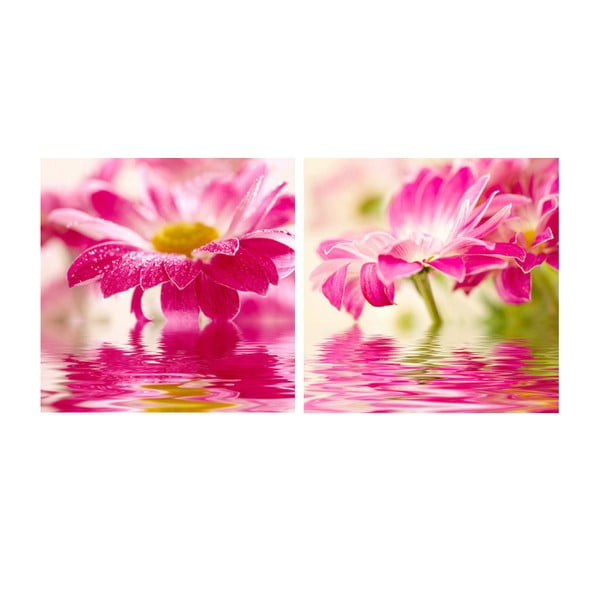 Set obrazů na skle Květina, 30x30 cm, 2 ks