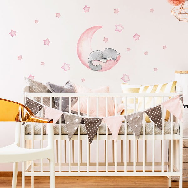 Розови детски стикери за стена Magic Cat - Ambiance-image-3