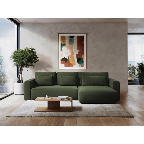 Зелен разтегателен диван с място за съхранение 238 cm Kapua – Makamii-image-1