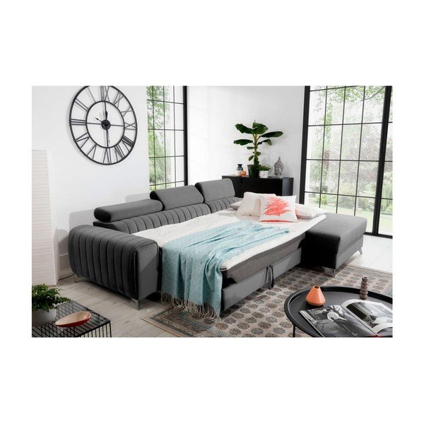 Тъмносив кадифен разтегателен ъглов диван с място за съхранение (десен ъгъл) Grayson – ELTAP-image-4