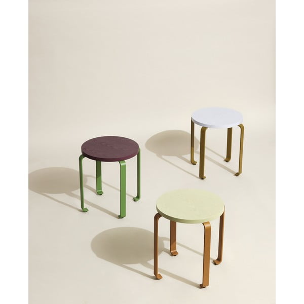 Кафяво-синя табуретка от ясен Smile - Hübsch-image-3